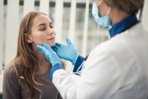 Woman at consultation with doctor for cosmetic treatments